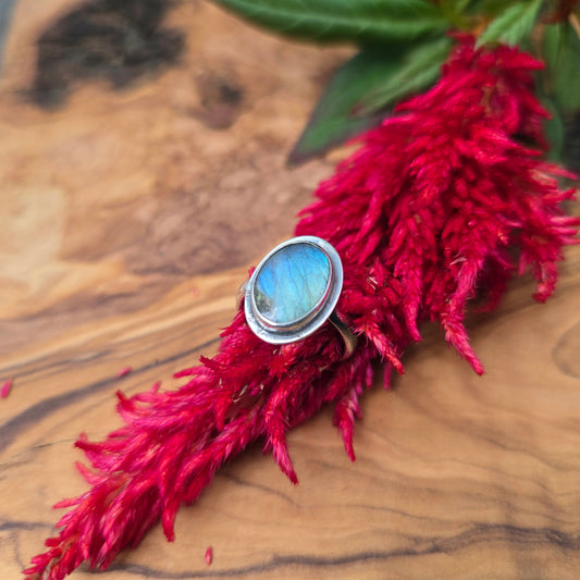 Blue-Green Labradorite Sterling Silver Ring