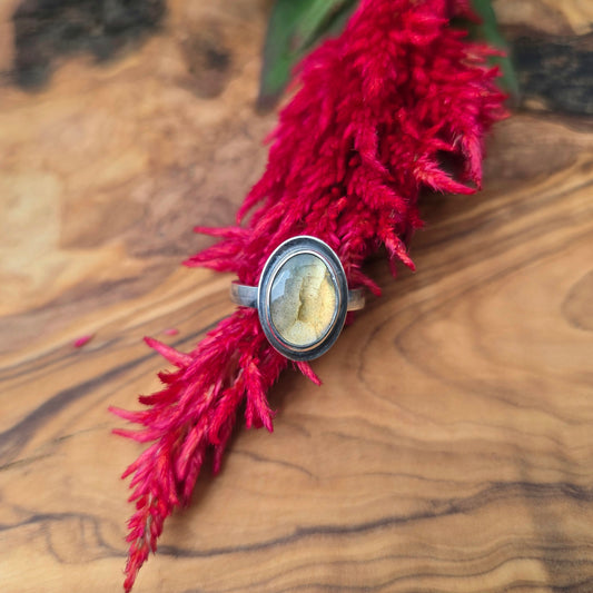 Orange-Yellow Labradorite Sterling Silver Ring