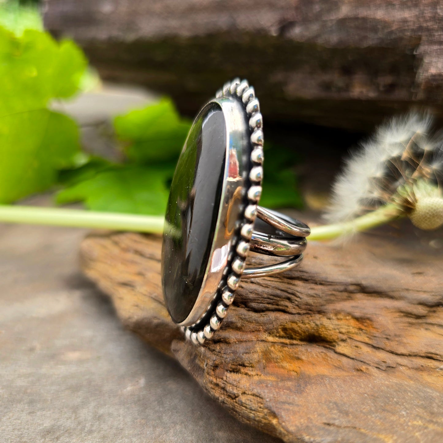 Rainbow Flash Labradorite Sterling Silver Statement Ring