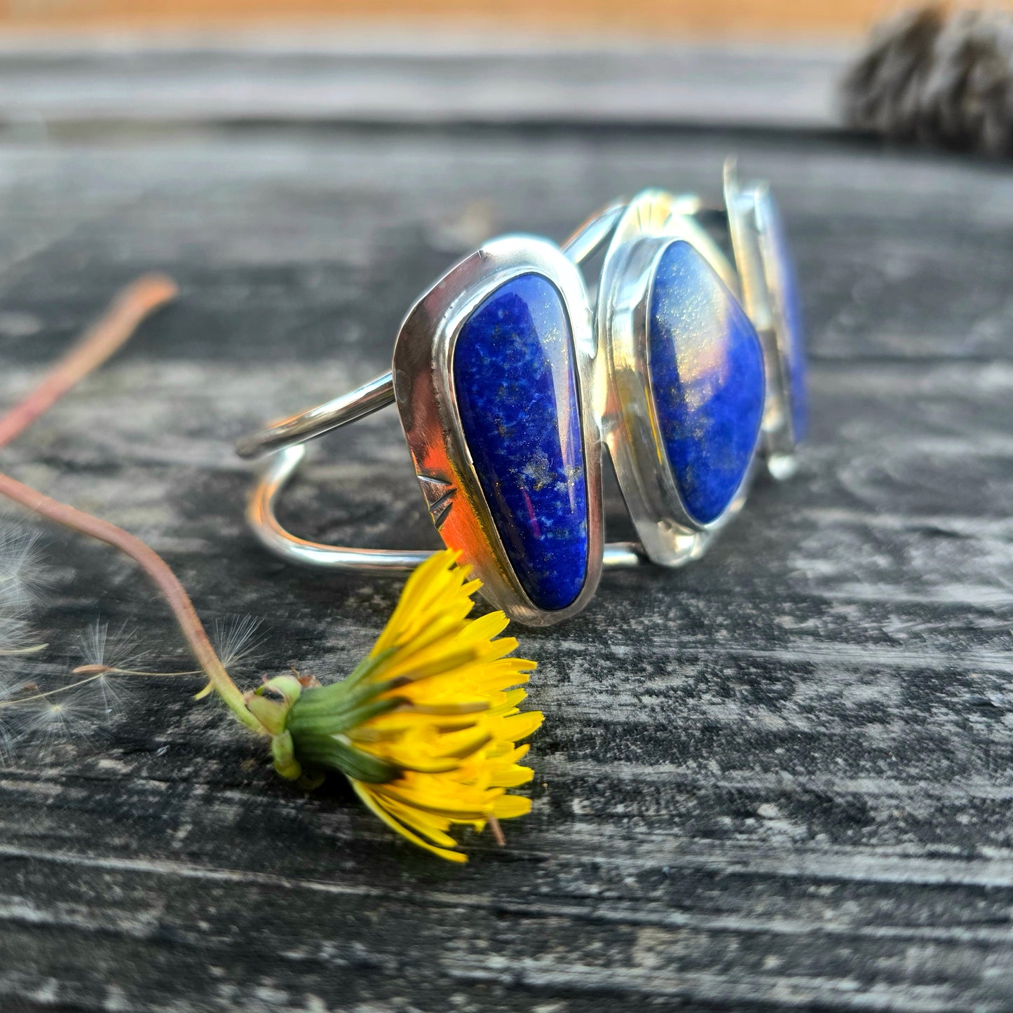 One-of-a-Kind Lapis Lazuli Statement Cuff — Bench-Forged Sterling Silver
