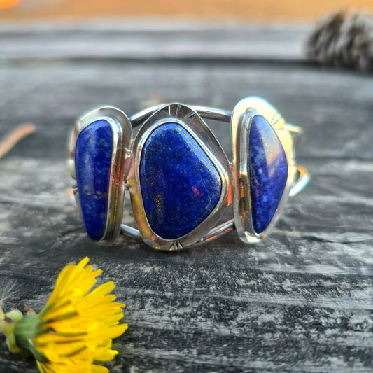 One-of-a-Kind Lapis Lazuli Statement Cuff — Bench-Forged Sterling Silver