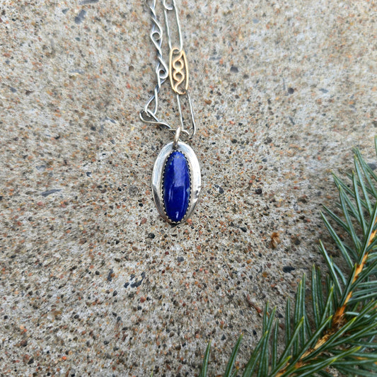 Lapis Lazuli Hand-Forged Sterling Silver Pendant