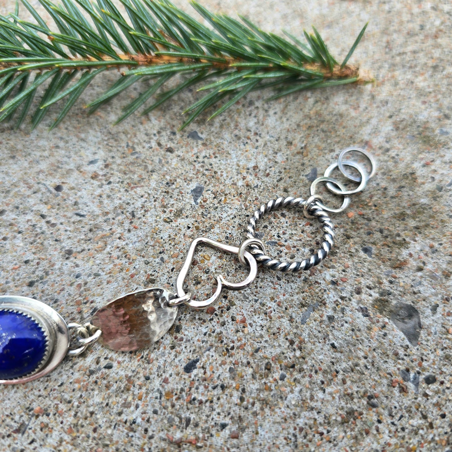 Lapis Lazuli Journey Bracelet in Hand-Forged Sterling Silver