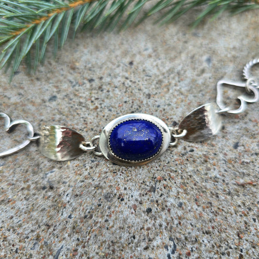Lapis Lazuli Journey Bracelet in Hand-Forged Sterling Silver