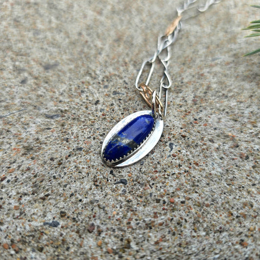 Lapis Lazuli Hand-Forged Sterling Silver Pendant