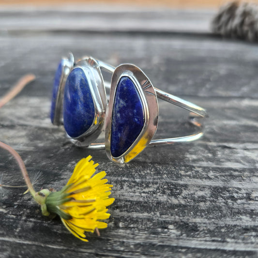 One-of-a-Kind Lapis Lazuli Statement Cuff — Bench-Forged Sterling Silver