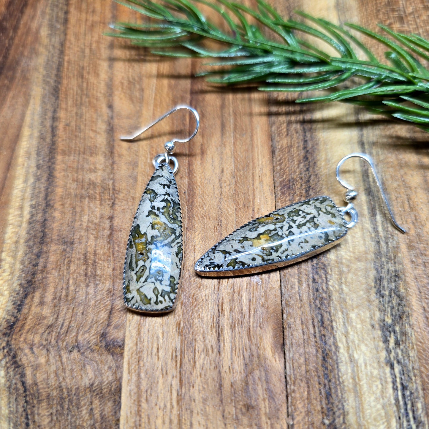 leopard jasper earrings in sterling silver