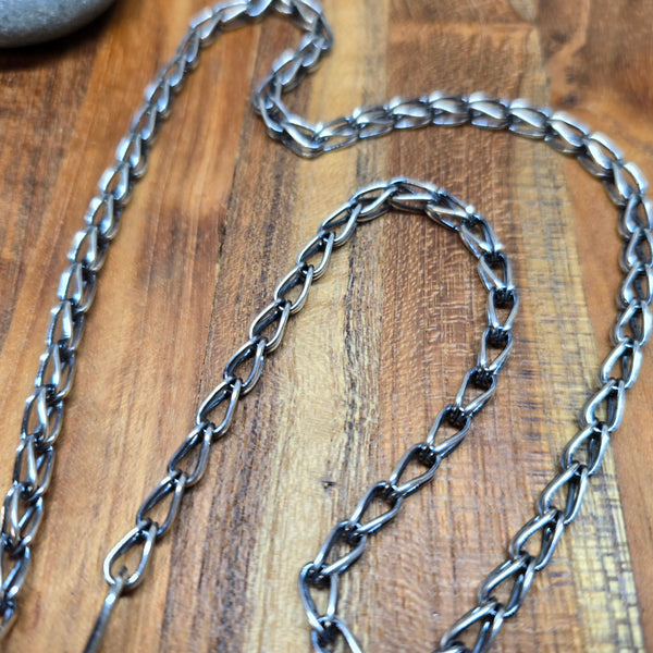 oxidized sterling silver loop in loop chain