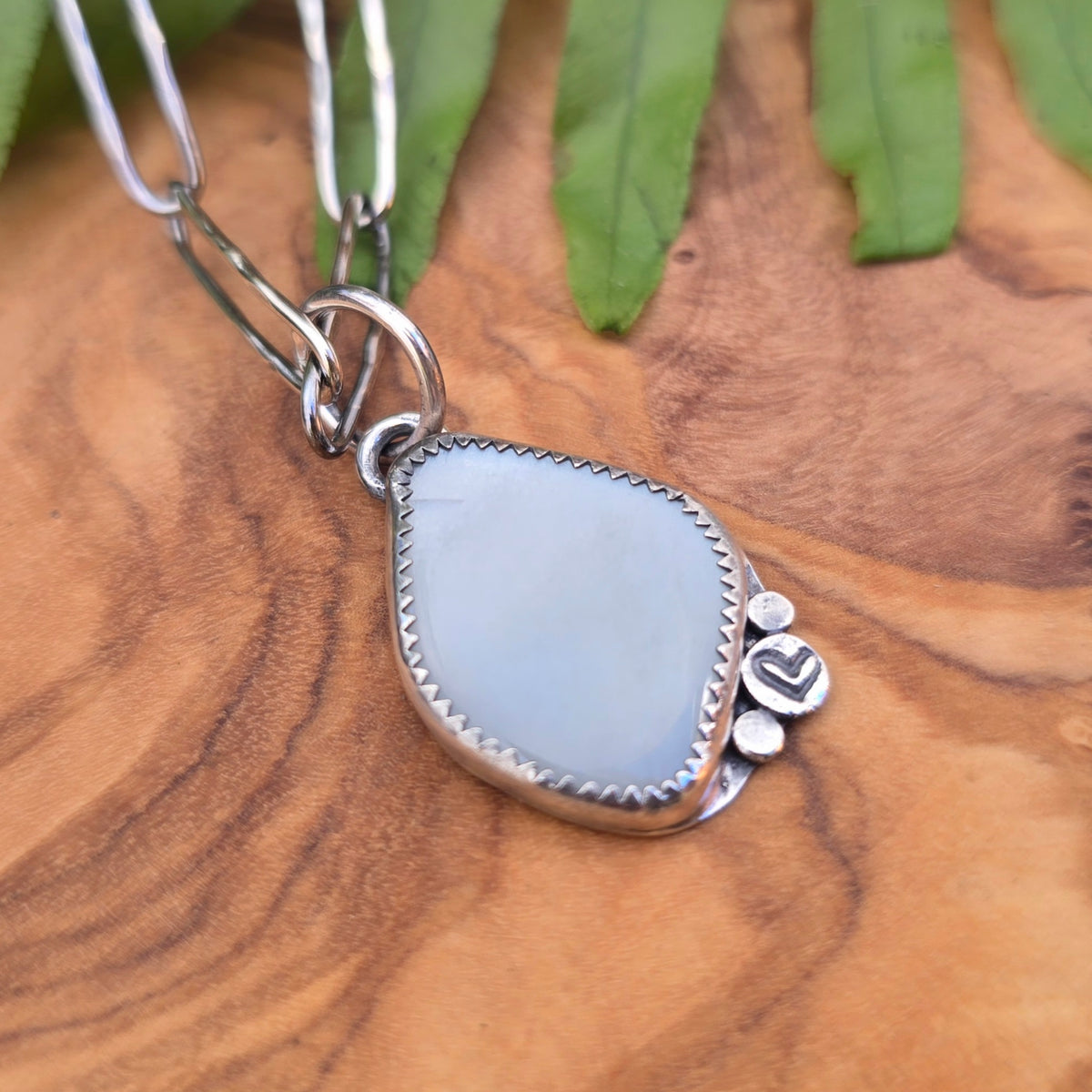 White Moonstone Heart-Accent Sterling Silver Pendant