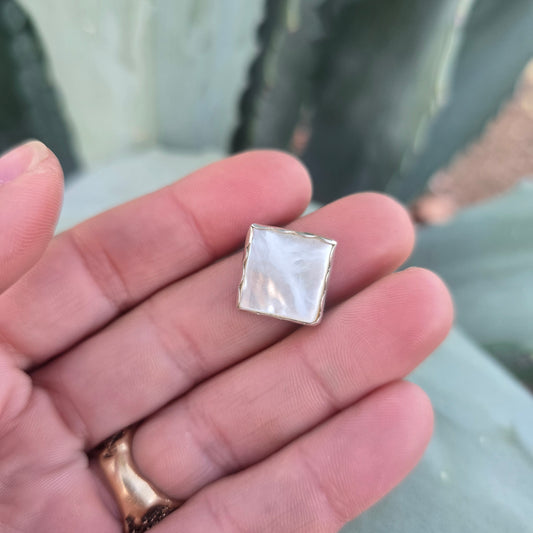 Mother of Pearl Offset Ring in Hand-Forged Sterling Silver