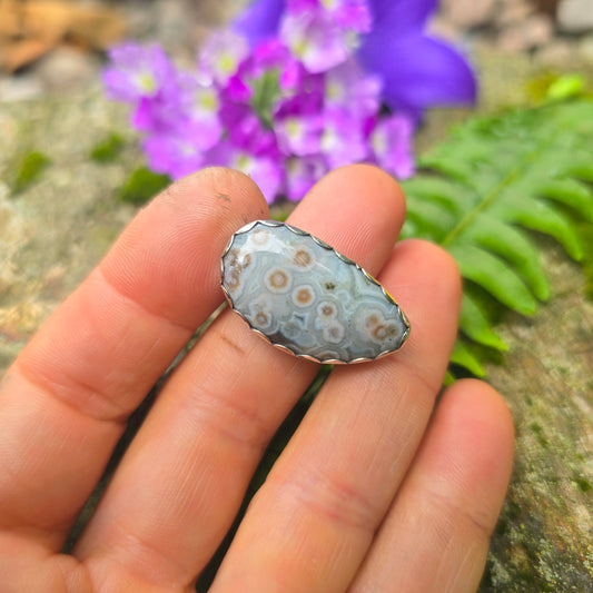 East-West Ocean Jasper Four Band Hand-Forged Sterling Silver Ring