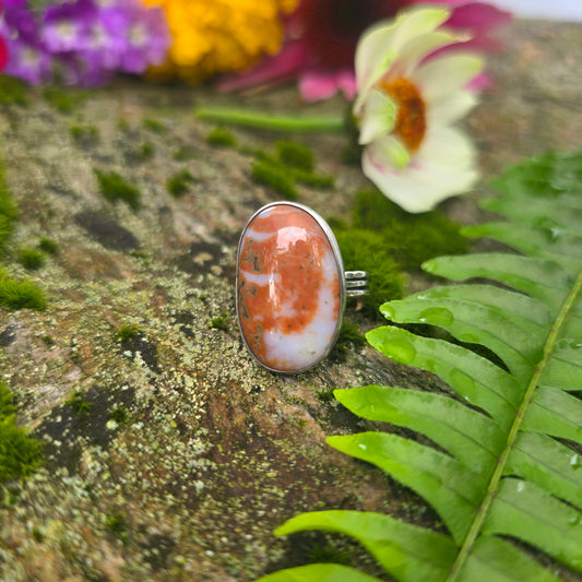 Ocean Jasper Triple Shank Hand-Forged Sterling Silver Ring