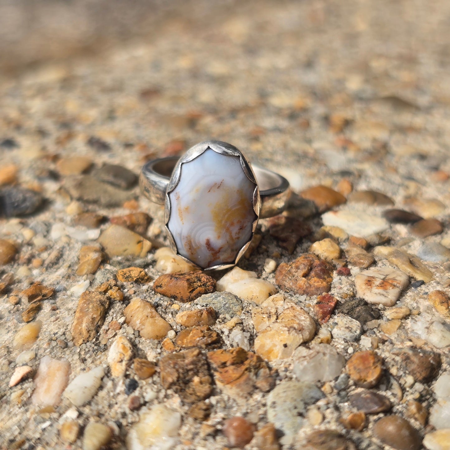 Ocean Jasper Ring in Hand-Forged Sterling Silver – Size 5