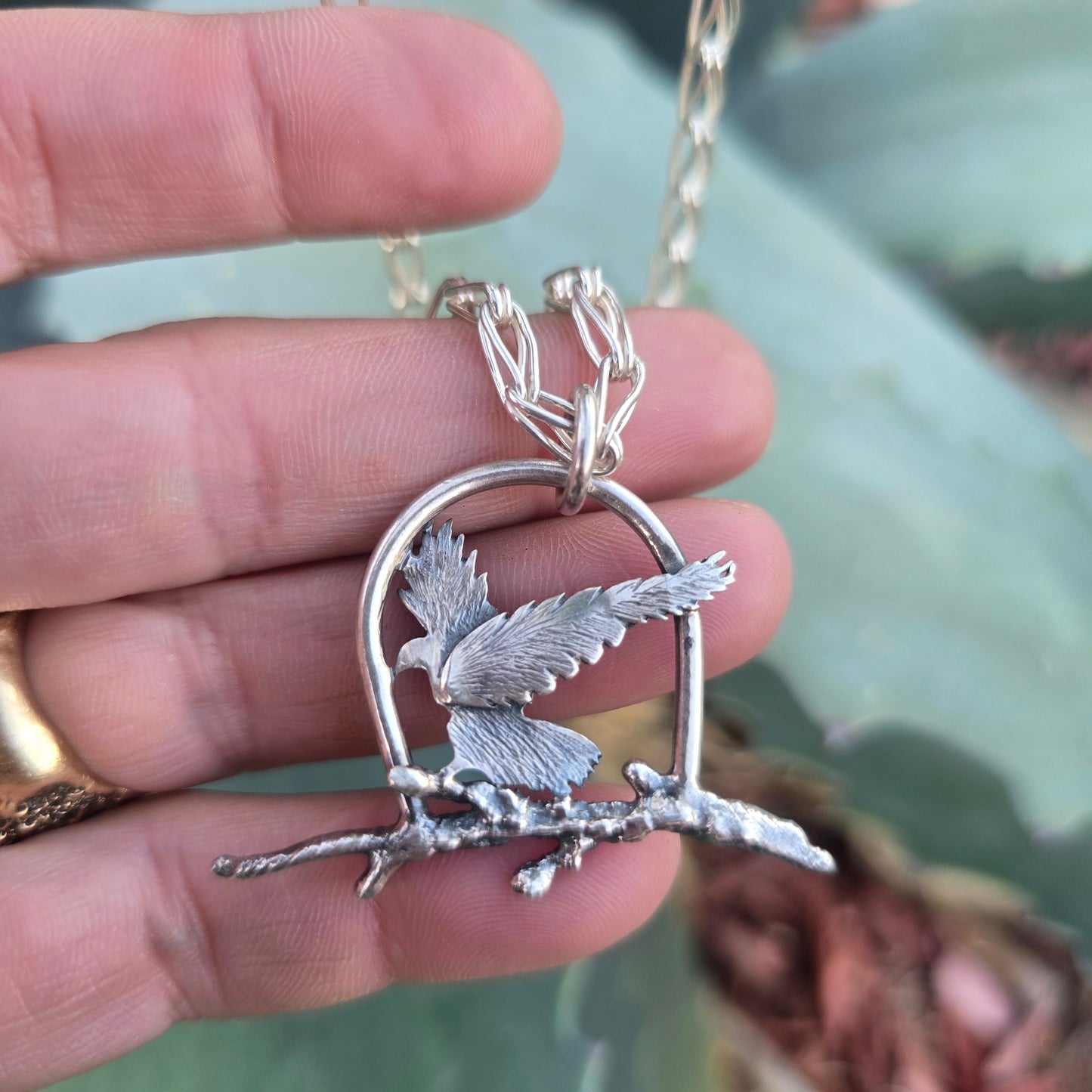 One-of-a-Kind Sterling Silver Raven Pendant — Hand-Sawn & Bench-Forged