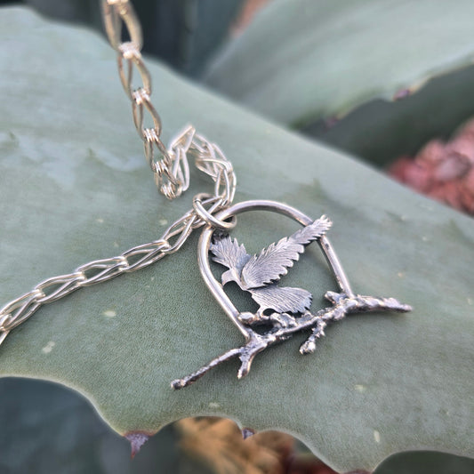 One-of-a-Kind Sterling Silver Raven Pendant — Hand-Sawn & Bench-Forged