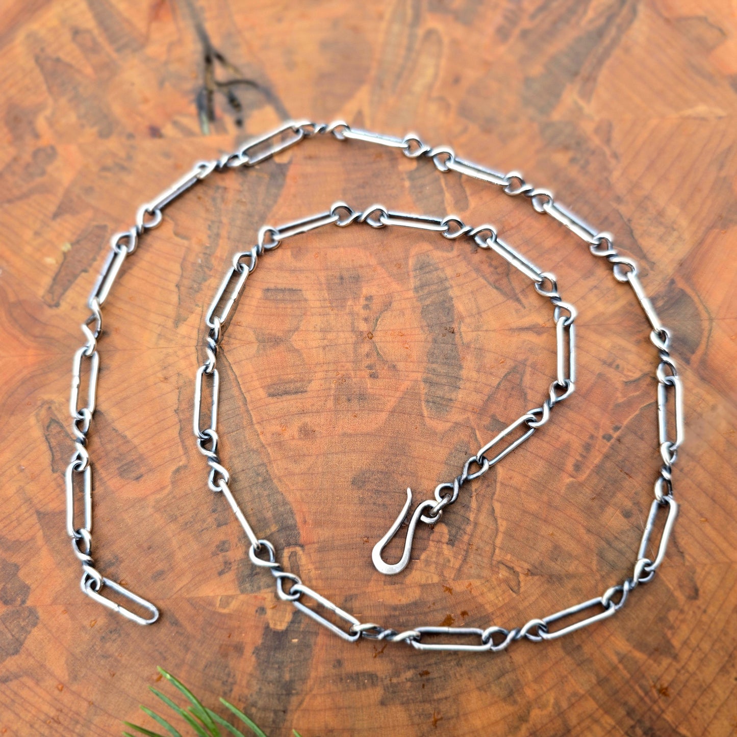 Oxidized sterling silver chain with twisted links and paperclip