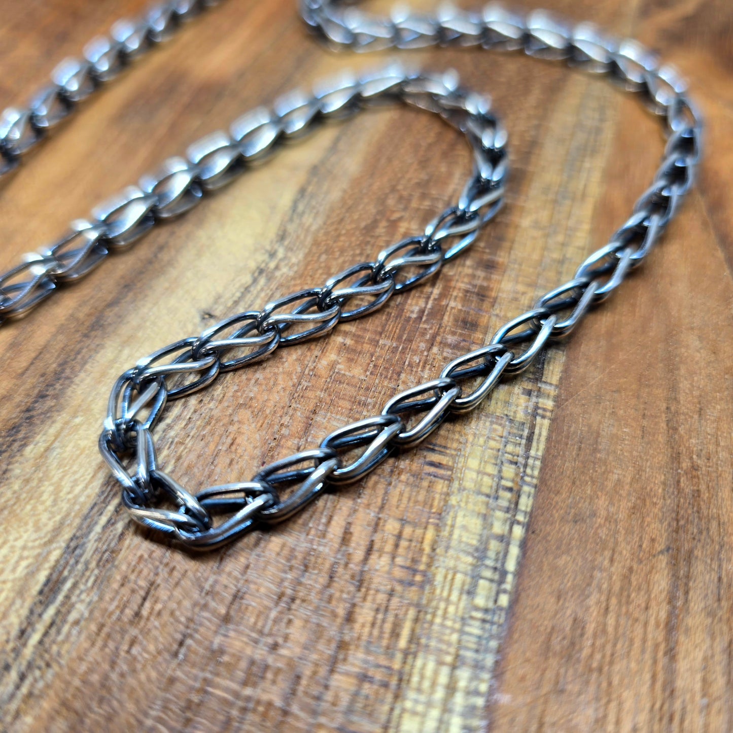 oxidized loop in loop detail sterling silver chain