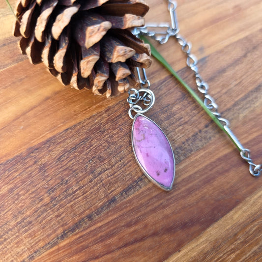 Pink Cobalto Calcite Marquise Pendant in Sterling Silver