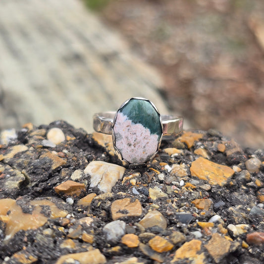 Ocean Jasper Hand-Forged Sterling Silver Ring