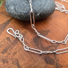 Load image into Gallery viewer, Detail of polished finish on 20 gauge sterling silver chain
