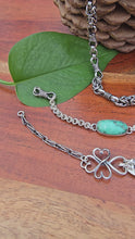 Load and play video in Gallery viewer, sterling silver verisite chainmail bracelet, turquoise heart bracelet, and heavy men’s chain displayed together
