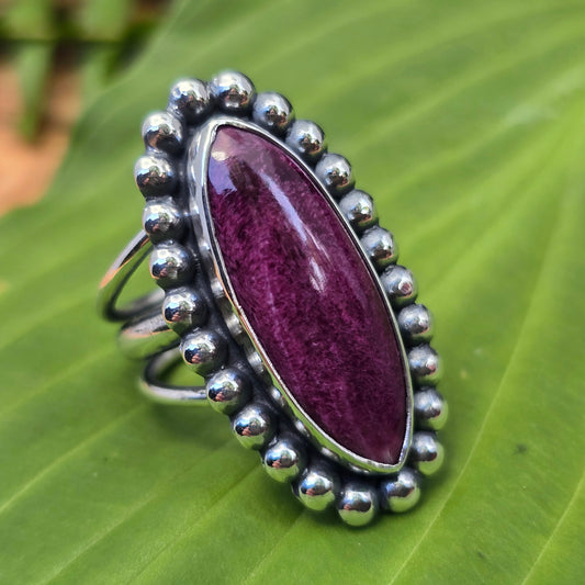 Purple Spiny Oyster Triple-Shank Sterling Silver Rings
