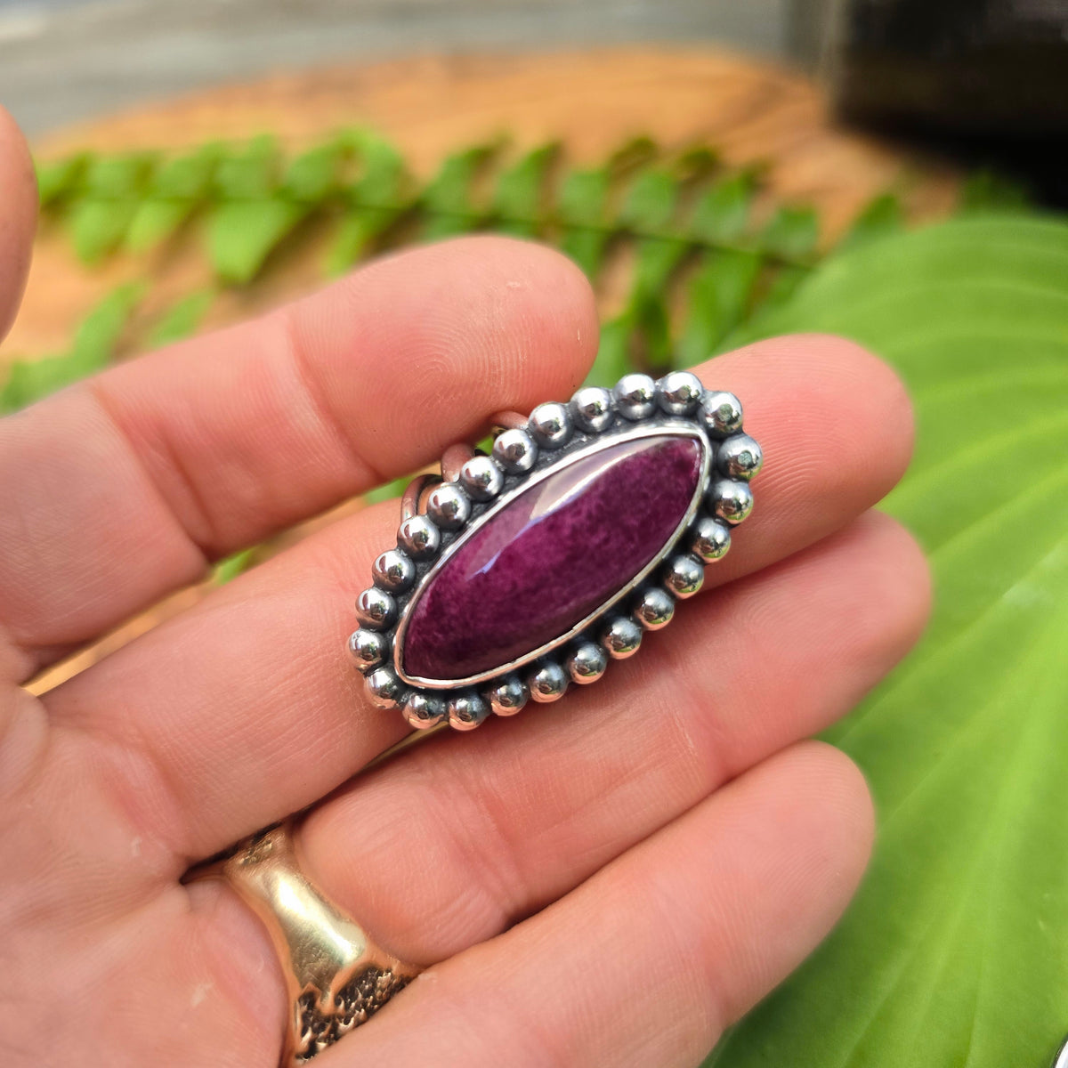 Purple Spiny Oyster Triple-Shank Sterling Silver Rings