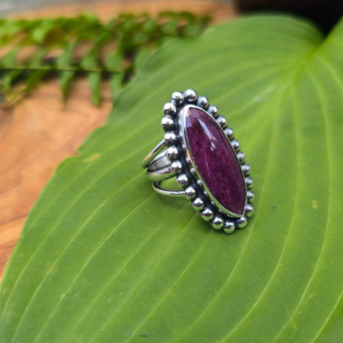 Purple Spiny Oyster Triple-Shank Sterling Silver Rings
