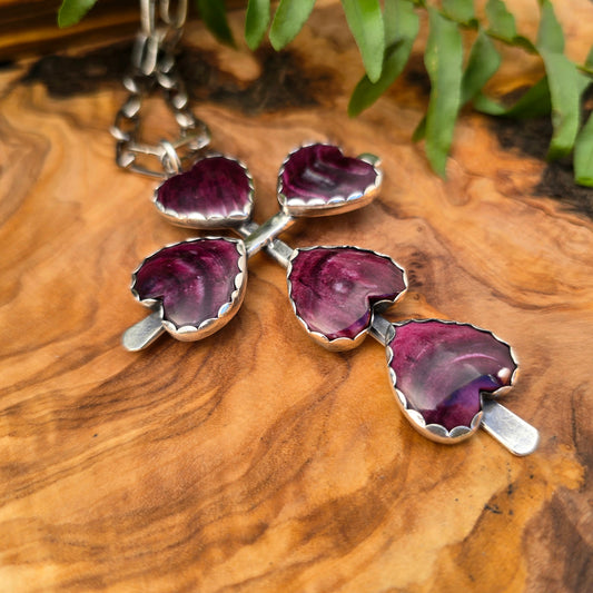 Purple Spiny Oyster Sterling Silver Statement Cross Pendant