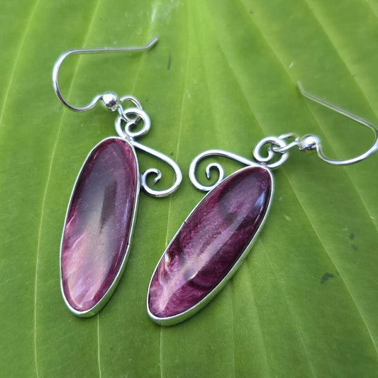 Purple Spiny Oyster Swirl Sterling Silver Earrings