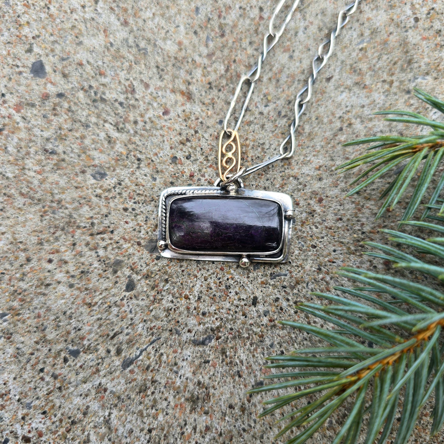 Sugilite Hand-Forged Sterling Silver Pendant