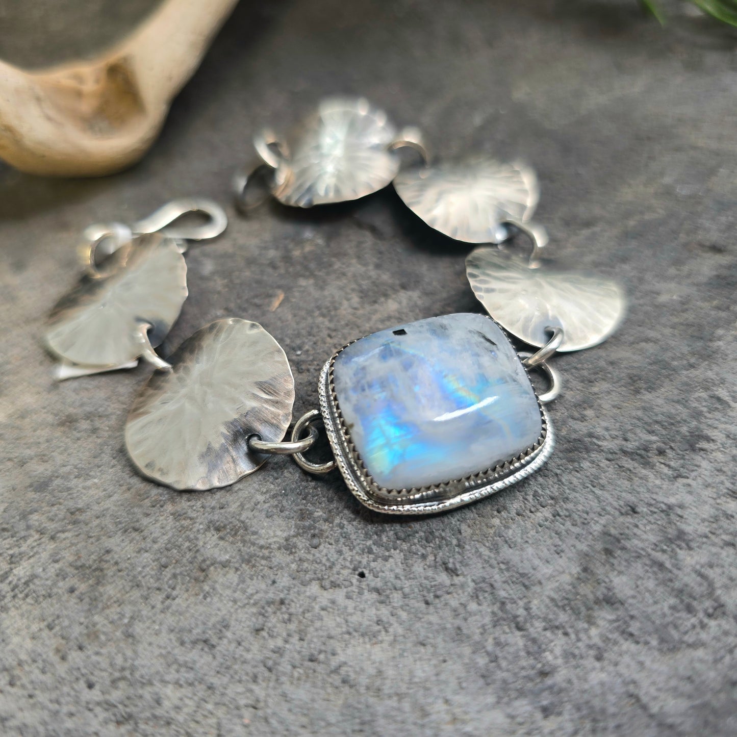 Rainbow Moonstone Concho Bracelet