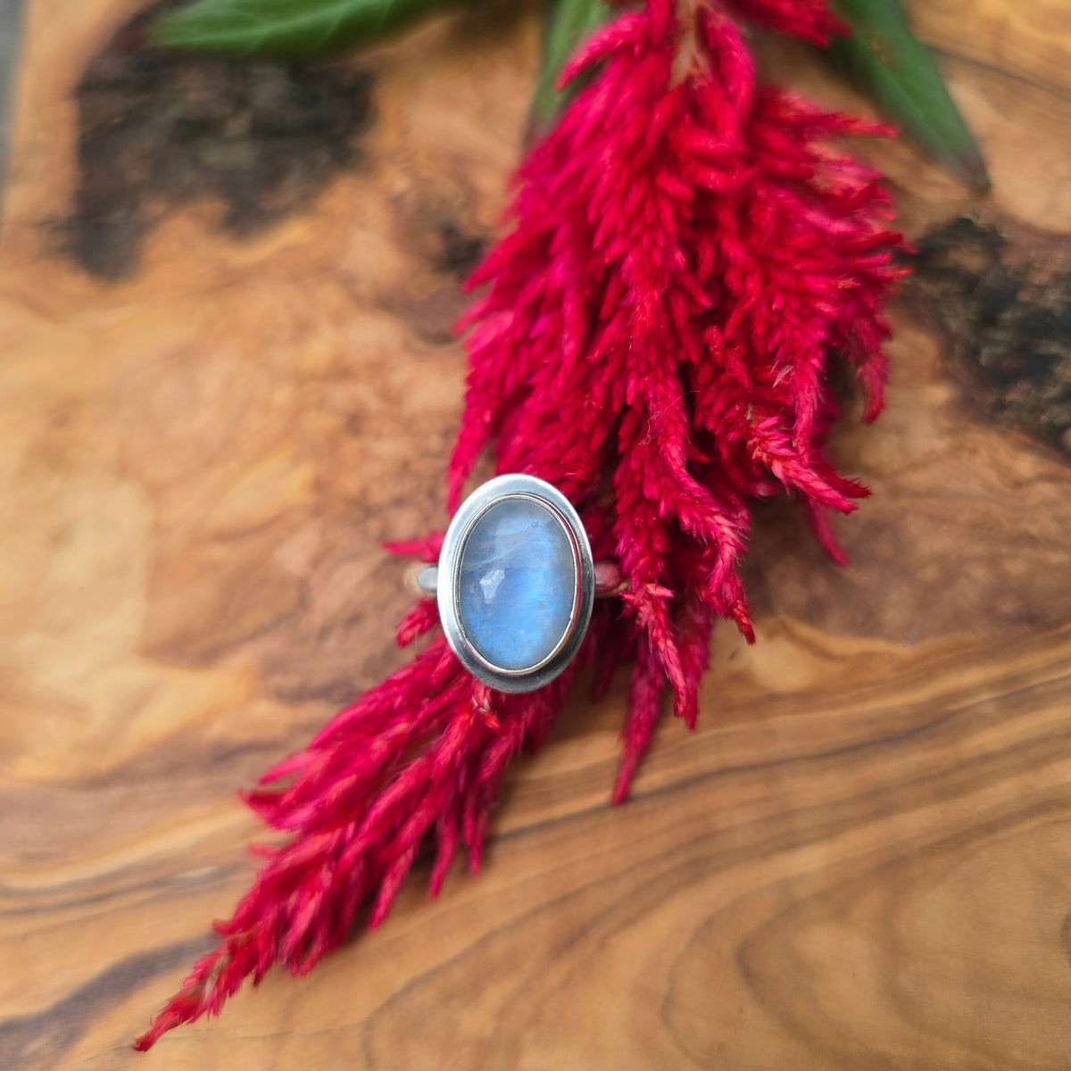 Minimalist Rainbow Moonstone Sterling Silver Rings