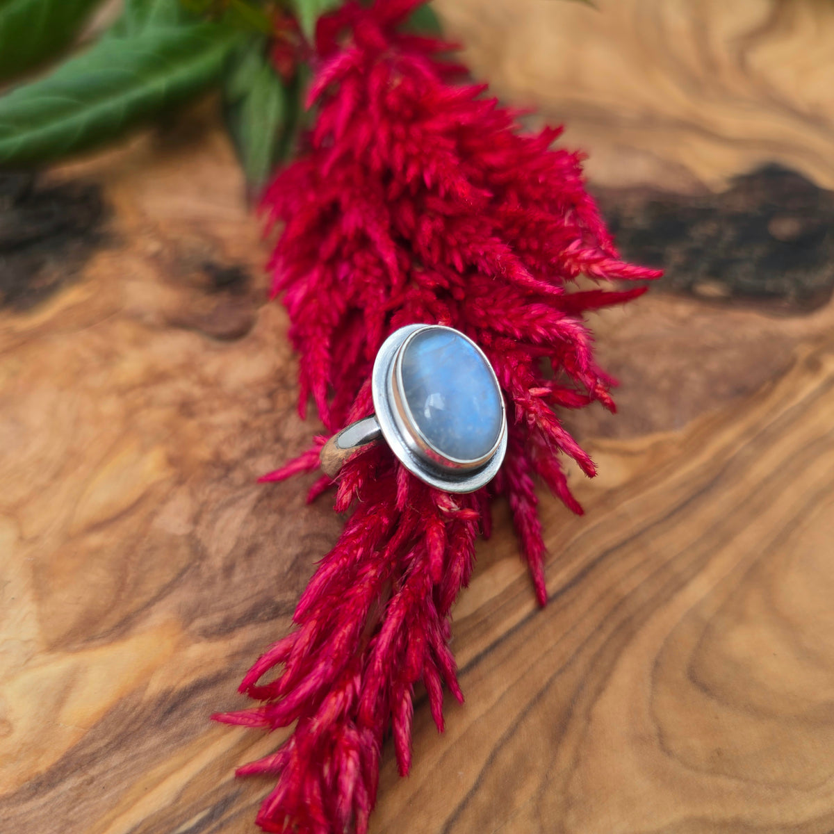 Minimalist Rainbow Moonstone Sterling Silver Rings