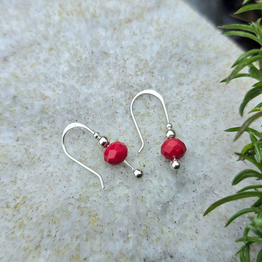 red agate threader earrings