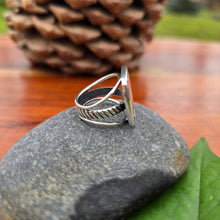 Load image into Gallery viewer, square red dahlia mohave ring with triple shank band displayed side view
