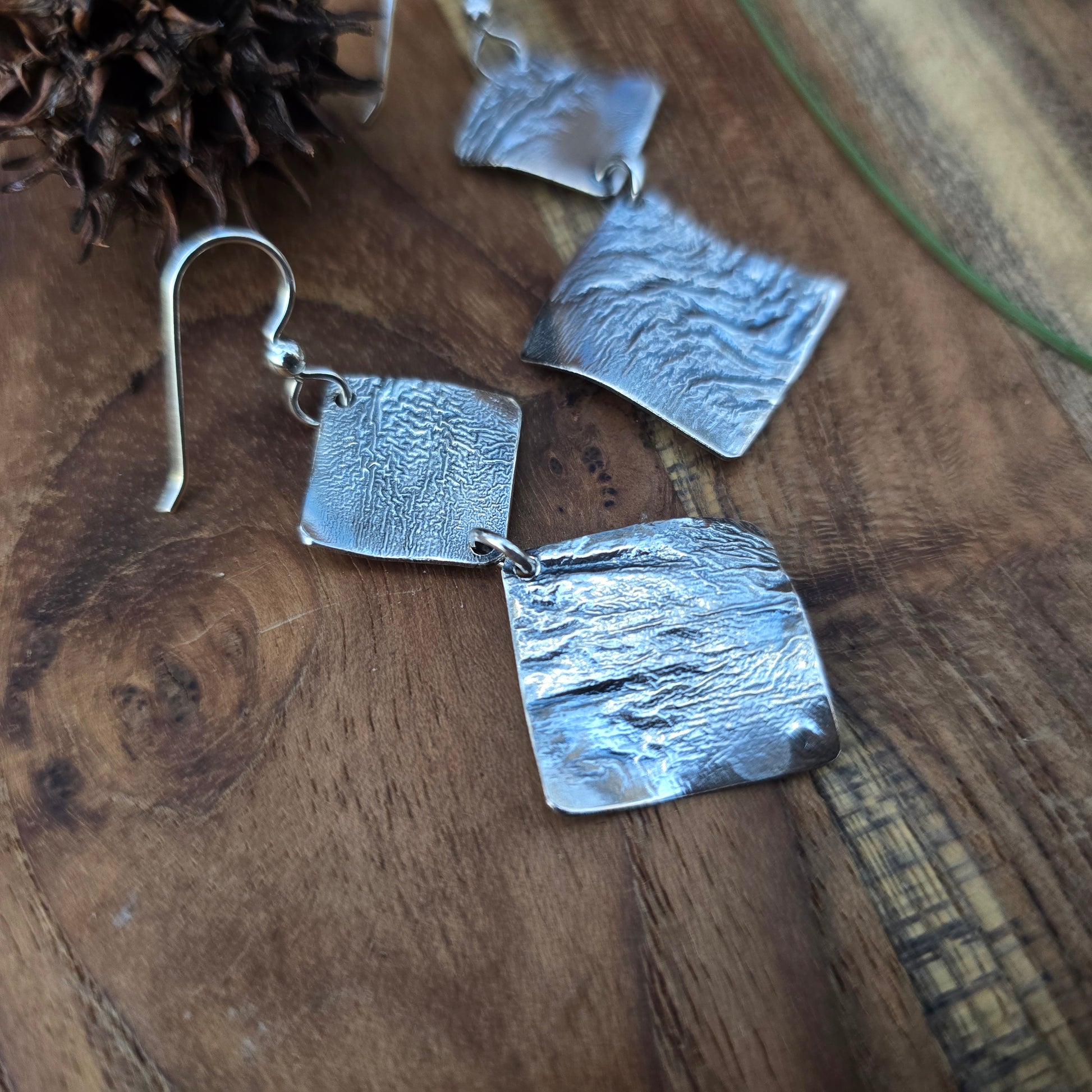 reticulated square earrings