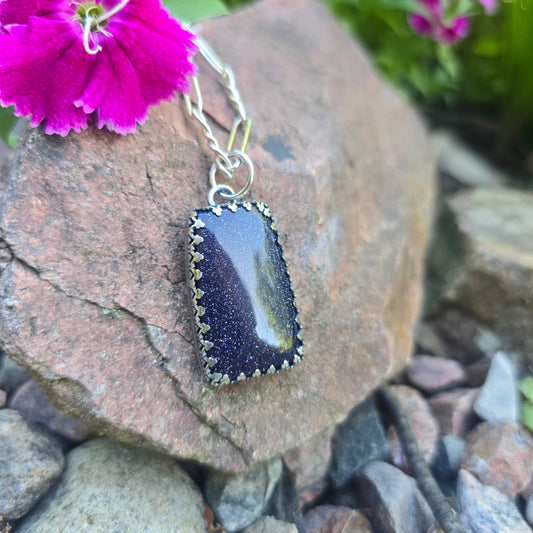 Midnight Sandstone Hand-Forged Sterling Silver Pendant