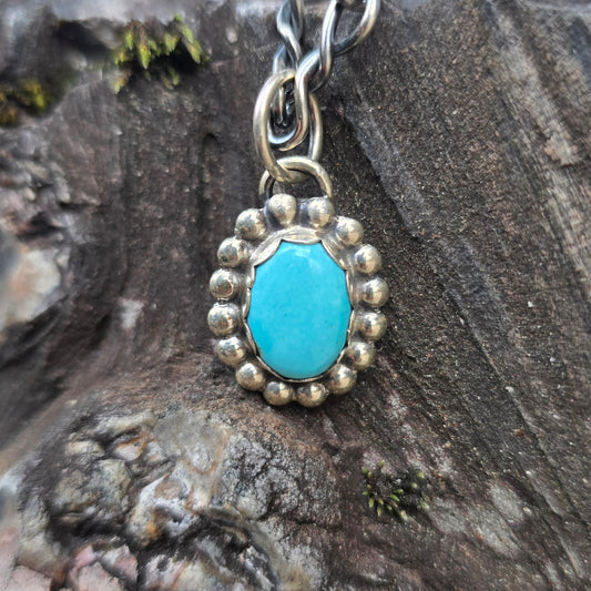 Sleeping Beauty Turquoise Pendant in Hand-Forged Sterling Silver