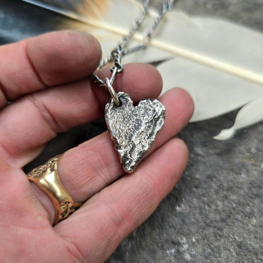 Molten Heart Hand-Forged Sterling Silver Pendant