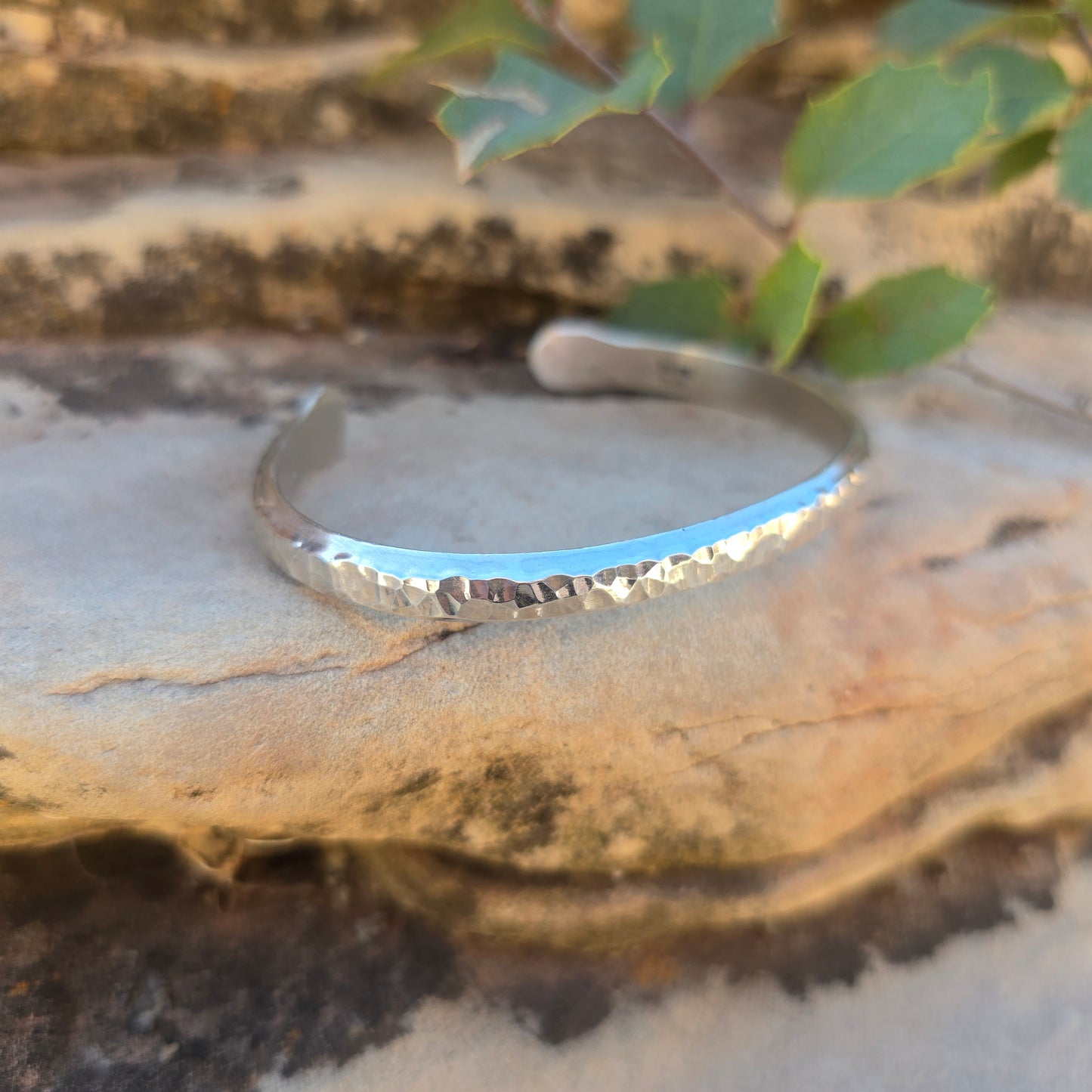 Heavy Hammered Sterling Silver Cuff Bracelet — Bench-Forged Signature Form