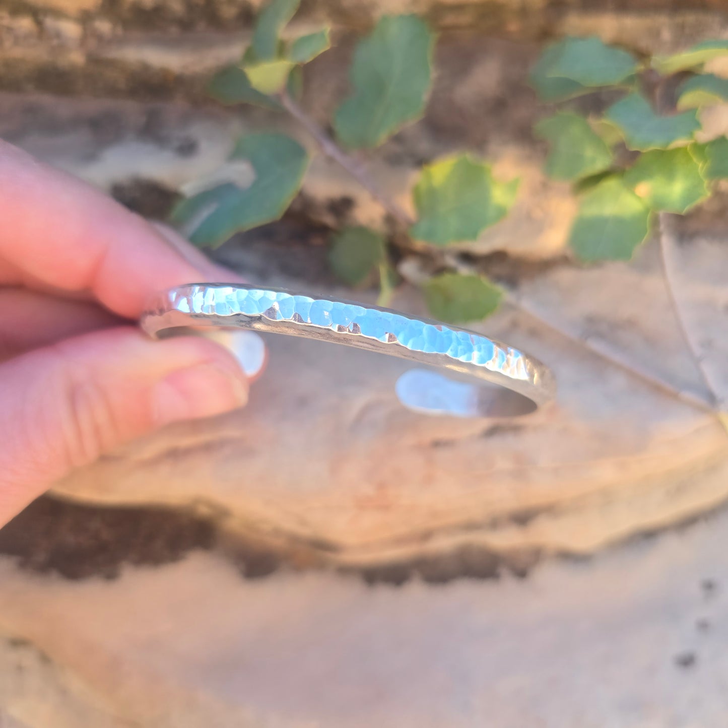 Heavy Hammered Sterling Silver Cuff Bracelet — Bench-Forged Signature Form