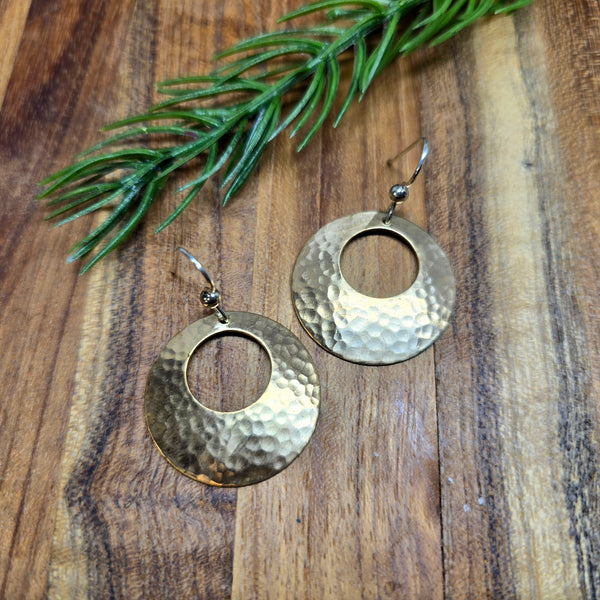 sterling and brass disc earrings