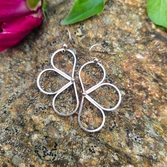 Flower Petal Hand-Forged Sterling Silver Earrings