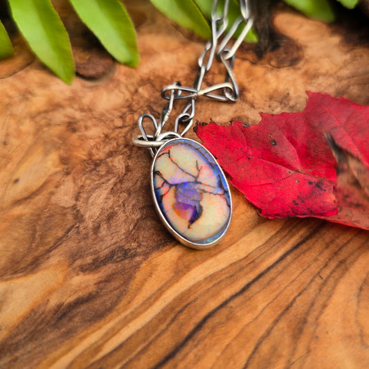 Sterling Opal Minimalist Sterling Silver Pendant