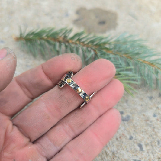 Sterling Silver & 18K Gold Bridge Ring – Size 10.5