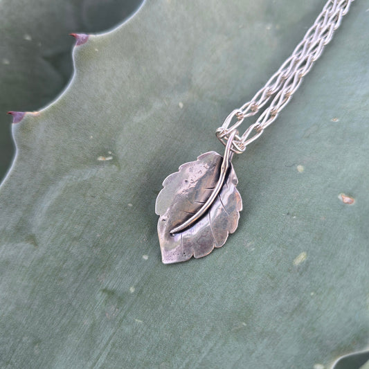 Hand-Forged Aspen Leaf Pendant in Sterling Silver