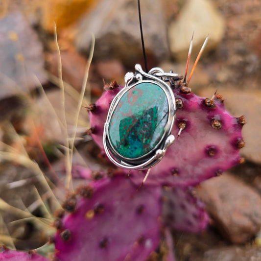 Azurite Drip Drops Pendant in Hand-Forged Sterling Silver