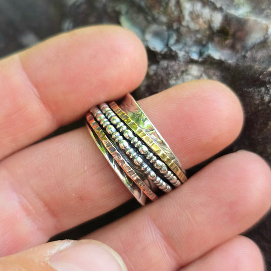 Beaded Spinner Hand-Forged Sterling Silver Ring