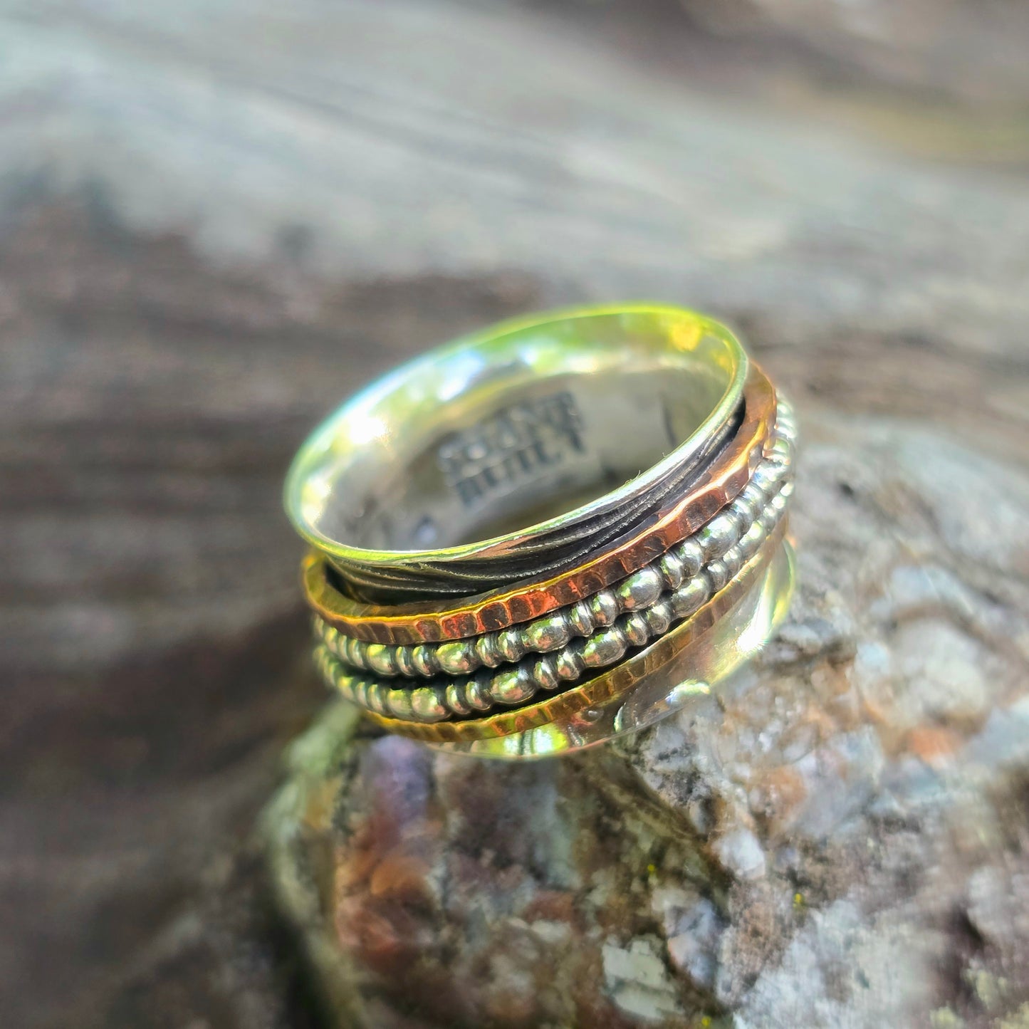 Beaded Spinner Hand-Forged Sterling Silver Ring